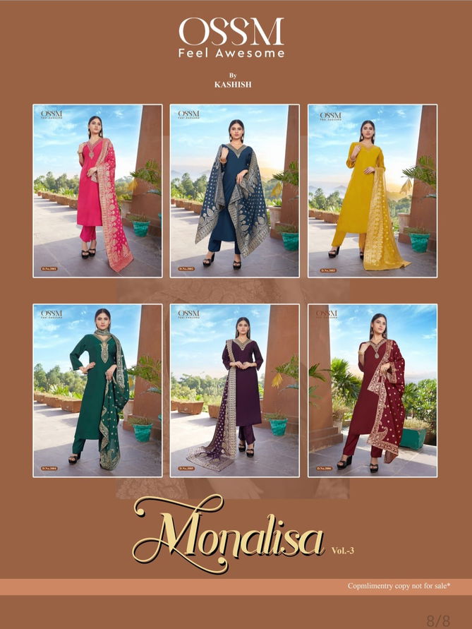 Ossm Monalisa Vol 3 Embroidered Silk Readymade Suits Catalog
